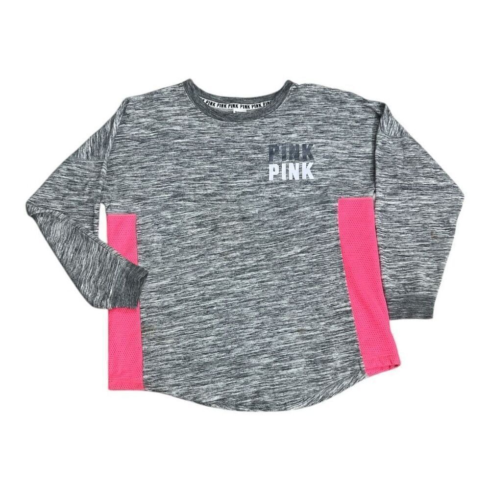 Pink Victoria Secret Sweatshirt Size L Pink Gray Pullover Crewneck Cotton Blend